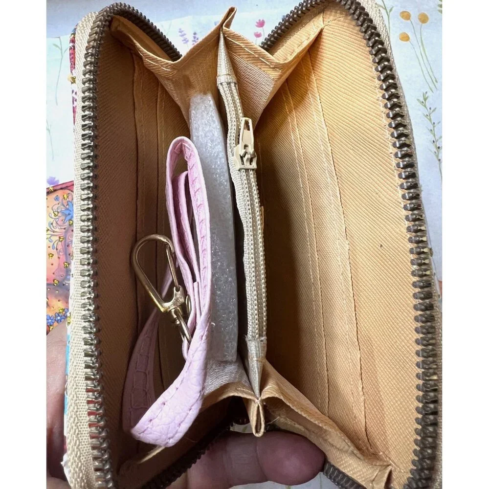 2- Elephant-Themed Zip-Around Wallets With Wrist Straps Compartments 6.5x4inches - Picture 2 of 3